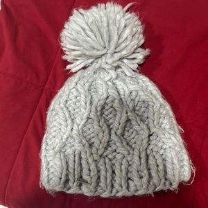 Womens Light Gray Hollister Pom Beanie